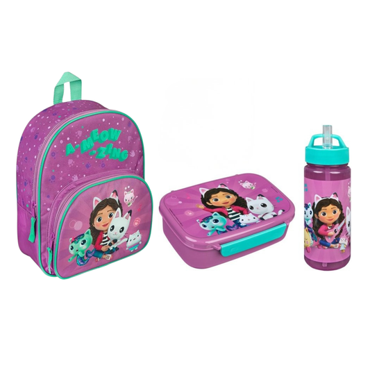 Gabby´s Dollhouse schoolset; rugzak en lunchset