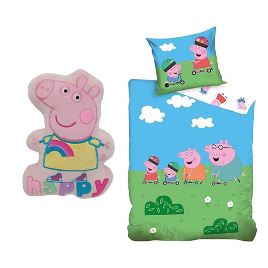 Peppa Pig slaapkamerset; dekbedovertrek en kussen