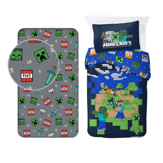 Minecraft dekbedovertrek + hoeslaken