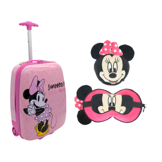 Minnie Mouse reisset: trolley en slaapmasker + reiskussen