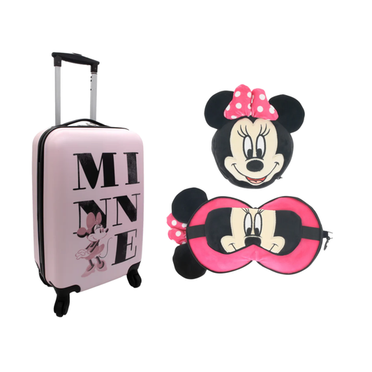 Minnie Mouse reisset: trolley en slaapmasker + reiskussen