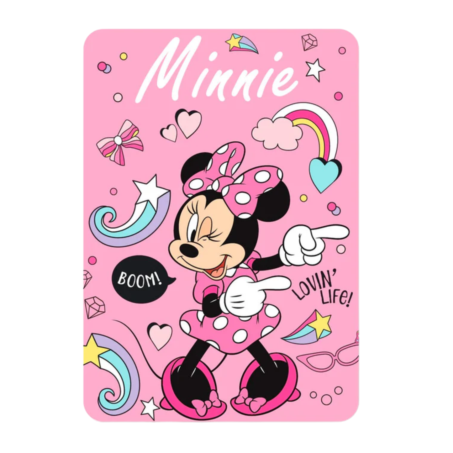 Minnie Mouse slaapkamerset; speelgoedkist, kussen en fleecedeken