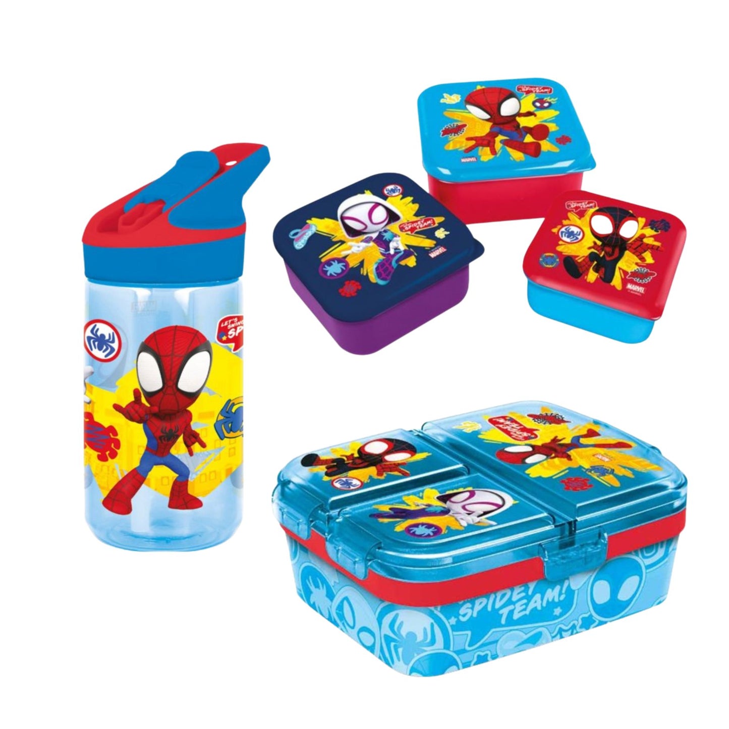 Spiderman lunchset; drinkfles, lunchbox en snackbox - Spidey
