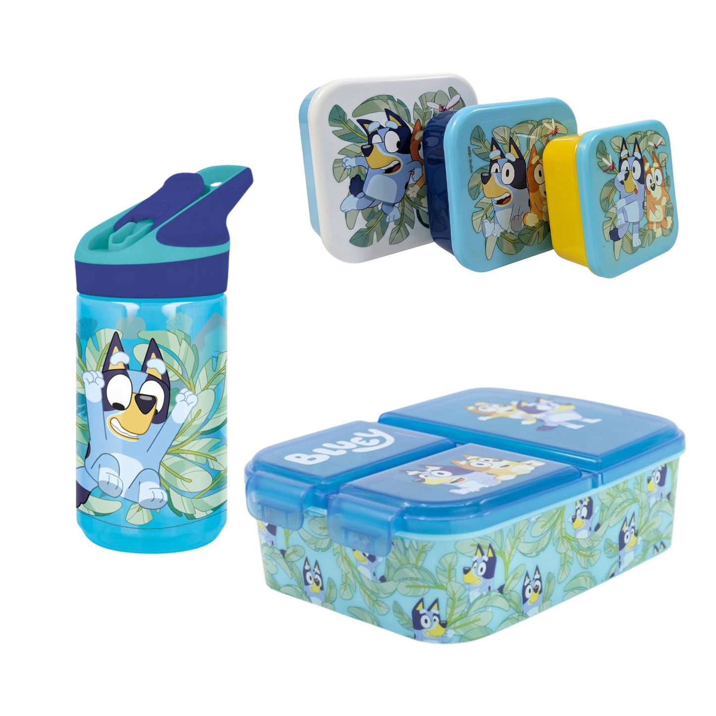 Bluey lunchset; drinkfles, lunchbox en snackbox