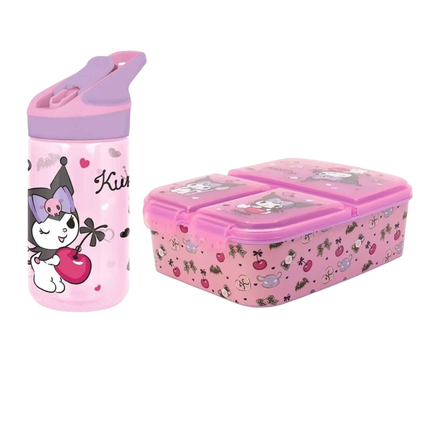 Kuromi lunchset; drinkfles en lunchbox