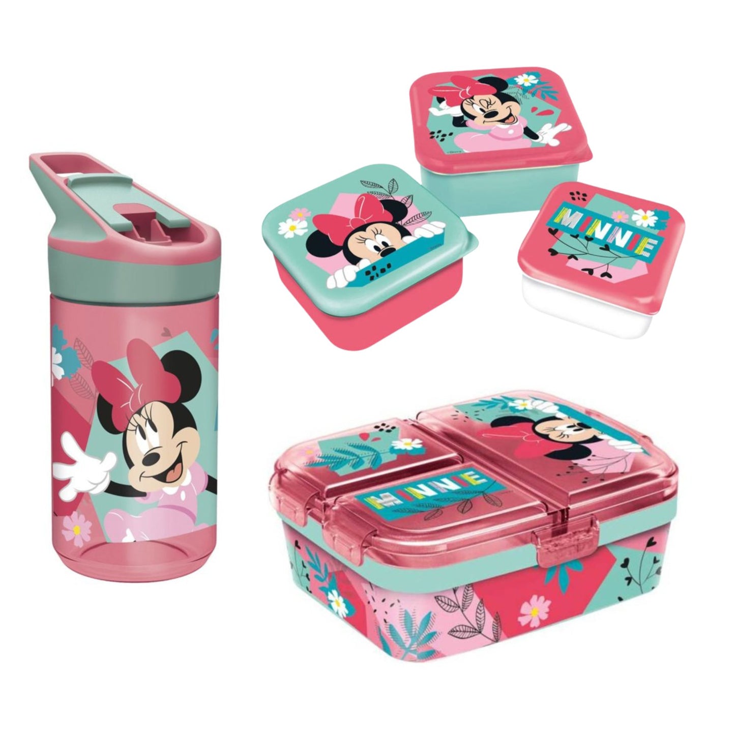 Minnie Mouse lunchset; drinkfles, lunchbox en snackbox