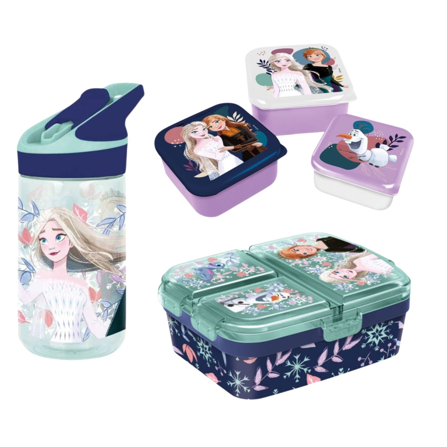 Frozen lunchset; drinkfles, lunchbox en snackbox