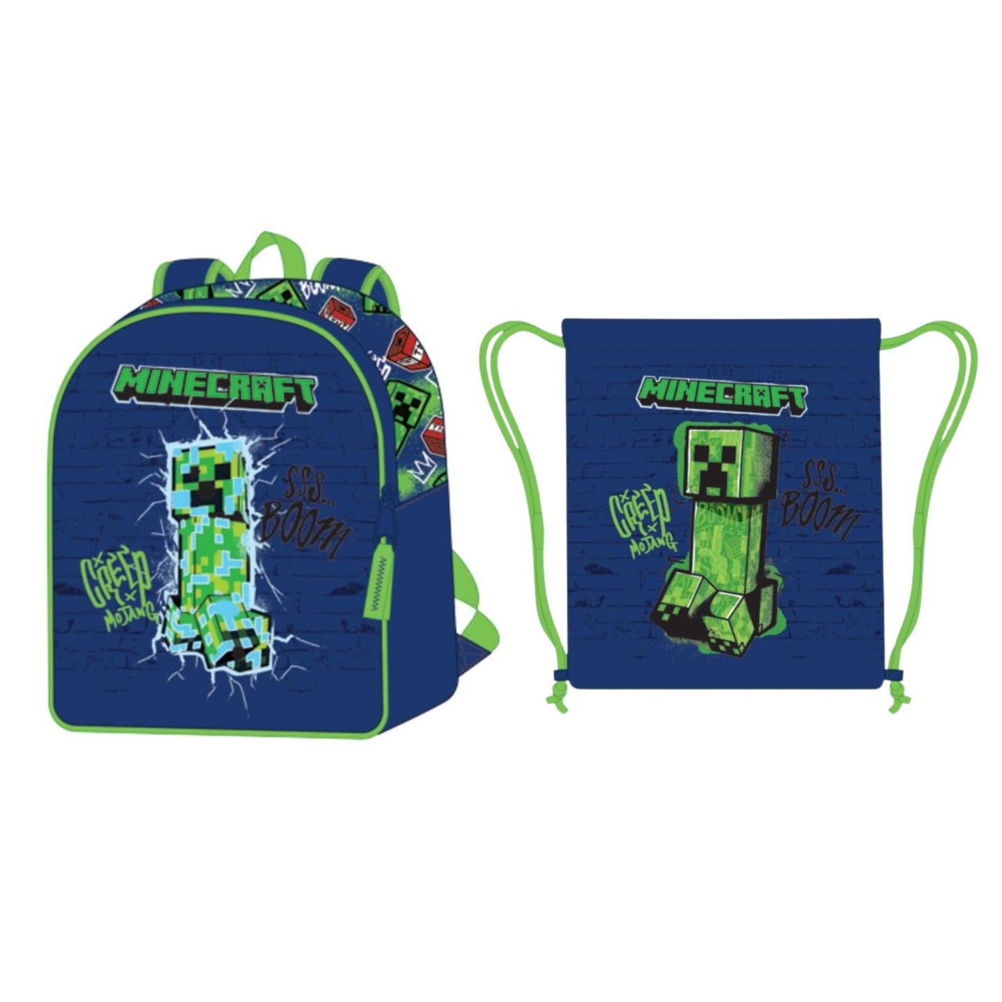 Minecraft tassen set; rugzak en gymtas