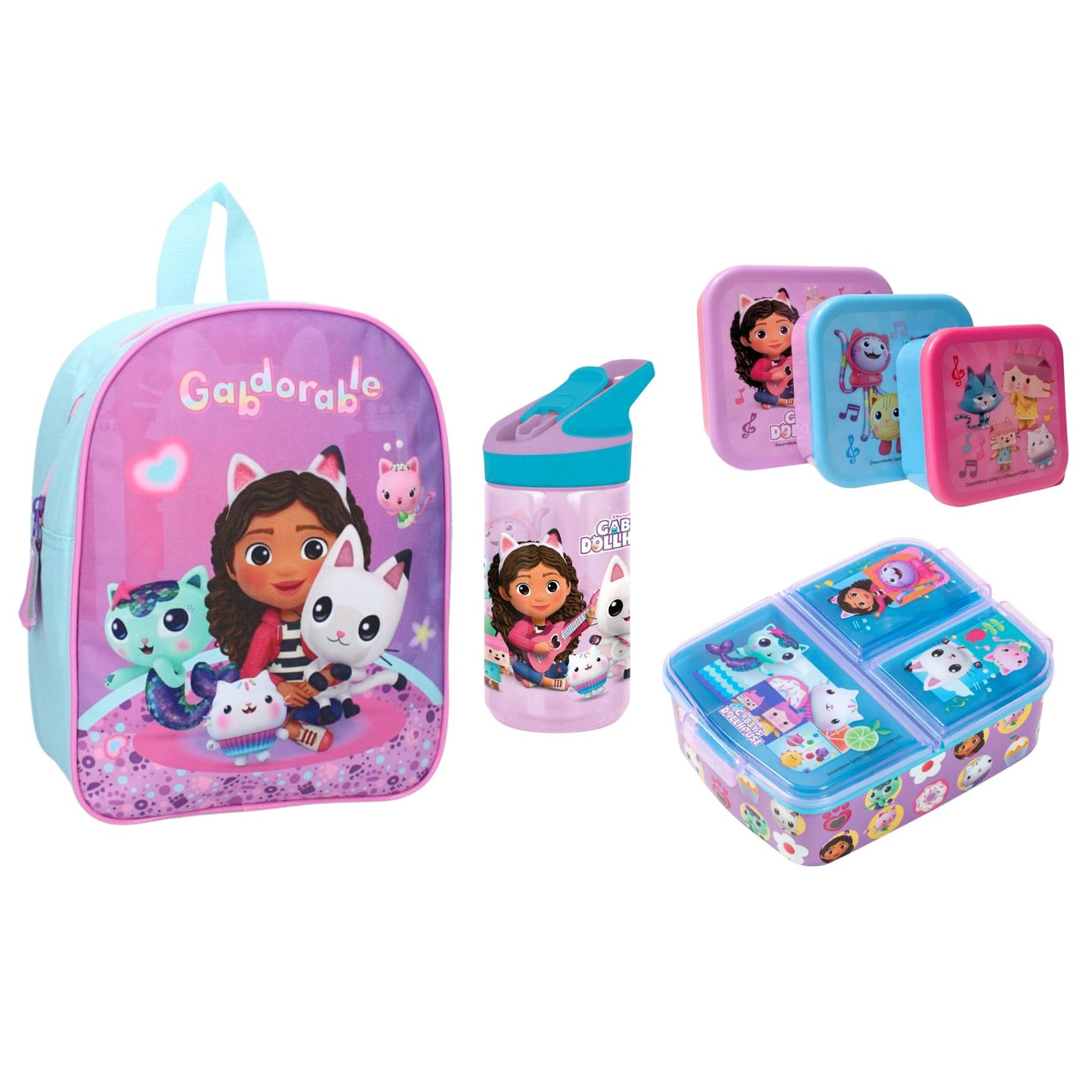 Gabby's Dollhouse school set; rugzak en lunchset