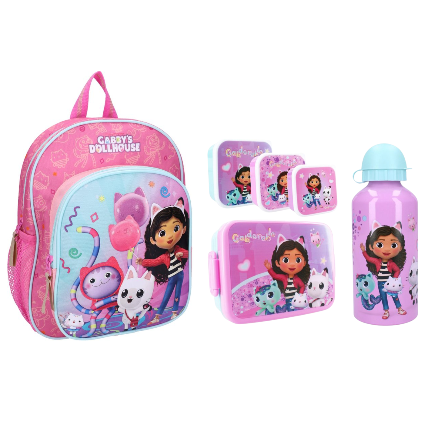 Gabby´s Dollhouse schoolset; rugzak en lunchset 5-delig