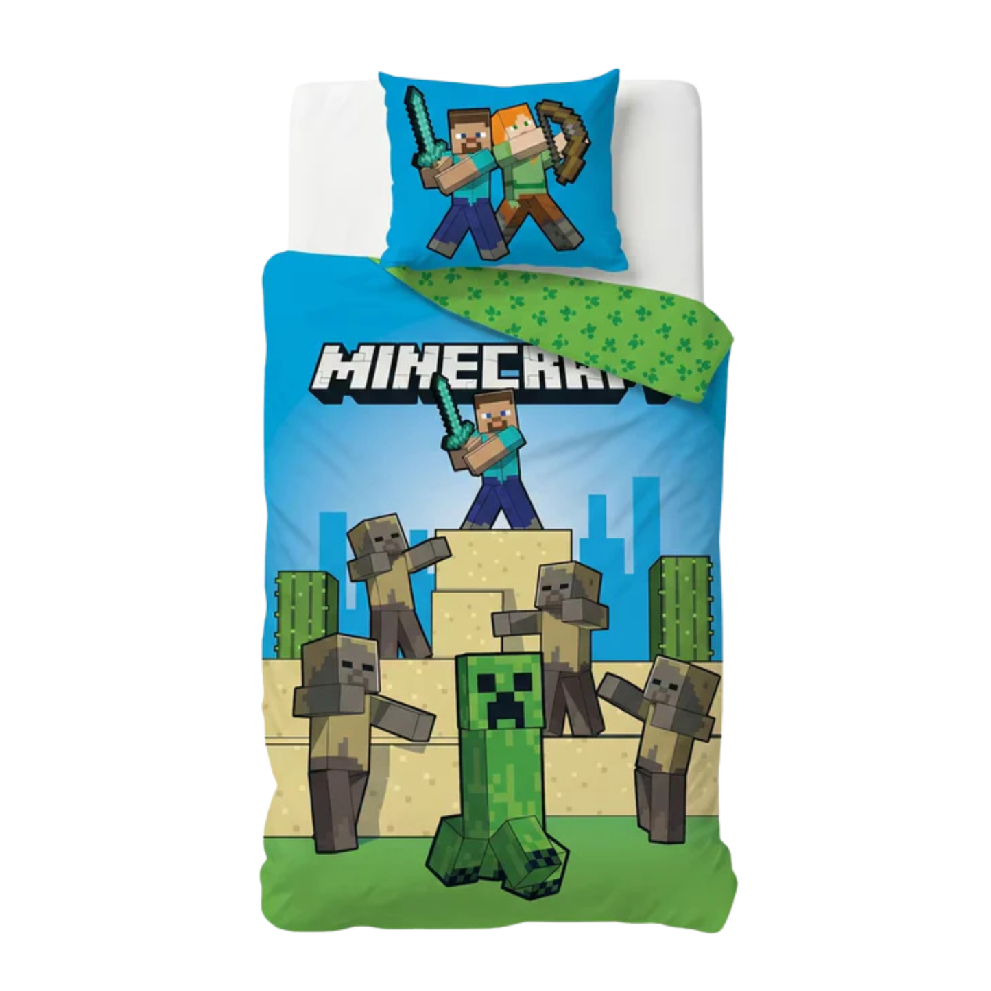 Minecraft + Super Mario 2-delige dekbedovertrekset