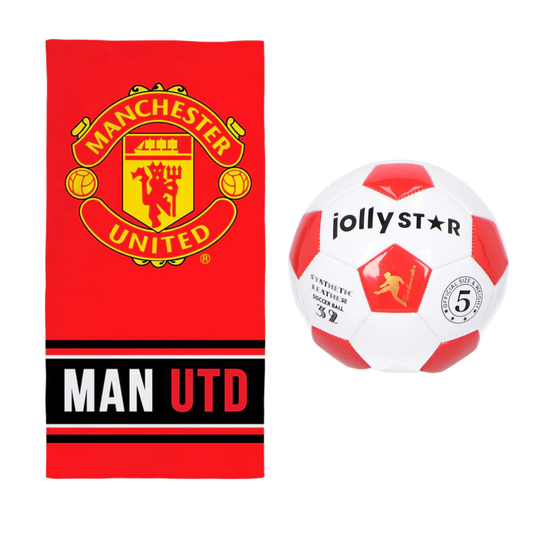Manchester United strandset; strandlaken en voetbal