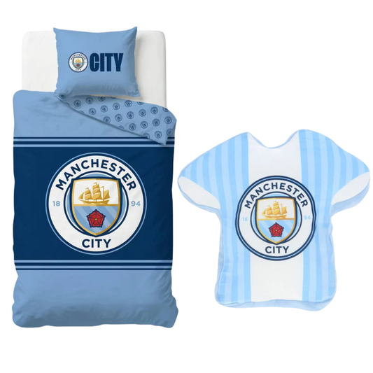 Manchester City slaapkamerset; dekbedovertrek en kussen