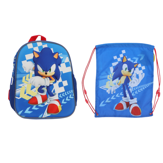 Sonic tassen set; rugzak en gymtas