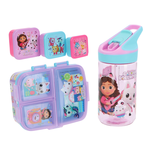 Gabby's Dollhouse lunchset; lunchbox, snackbox en drinkfles