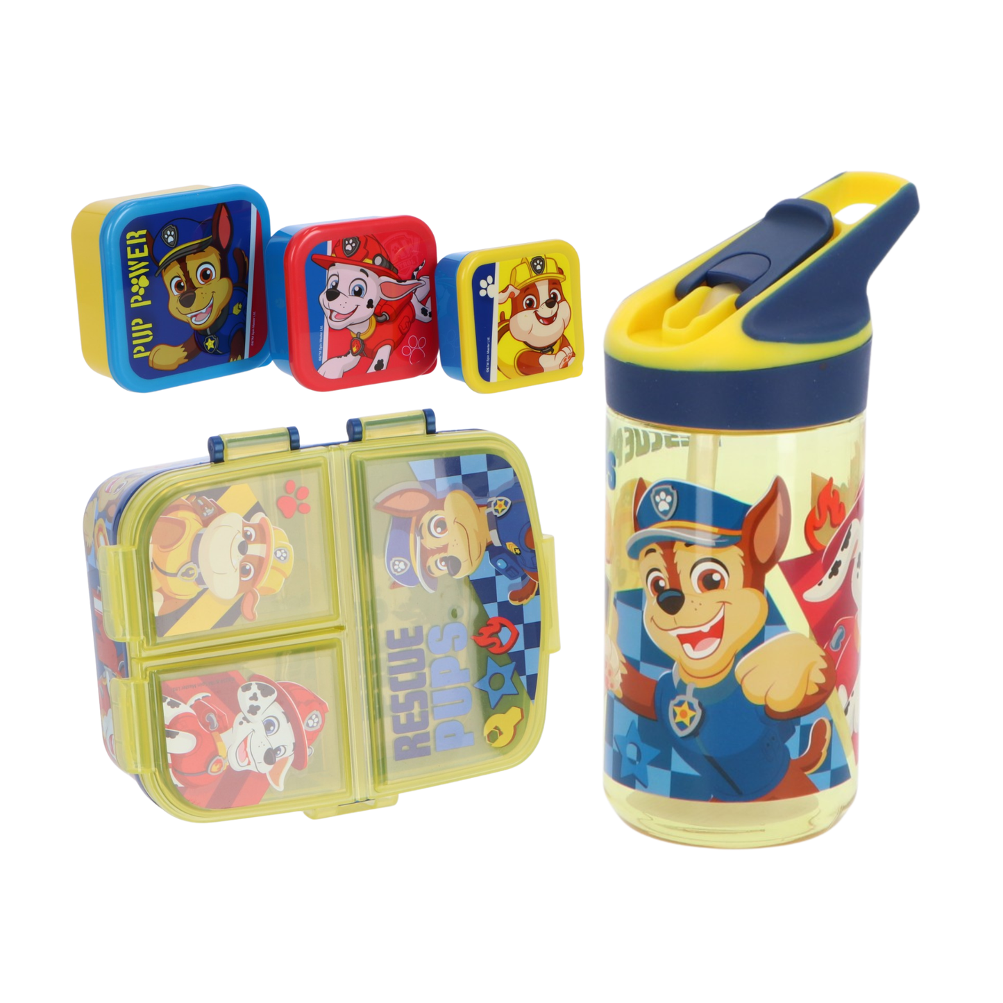 Paw Patrol lunchset; lunchbox, snackbox en drinkfles