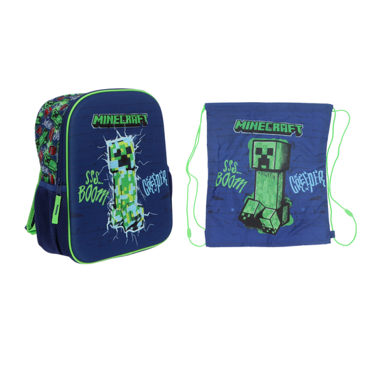 Minecraft tassen set; rugzak en gymtas