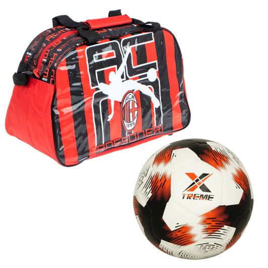 A.C. Milan tassenset; sporttas en voetbal