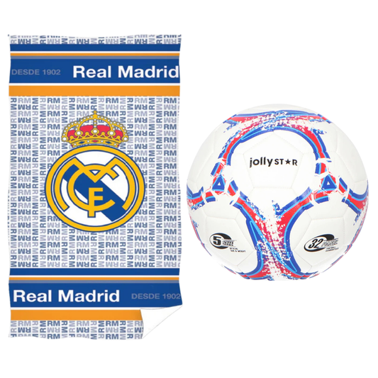 Real Madrid strandset; strandlaken en voetbal