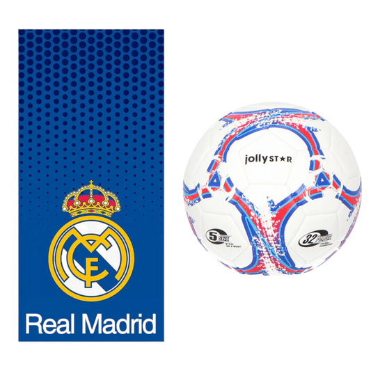 Real Madrid strandset; strandlaken en voetbal