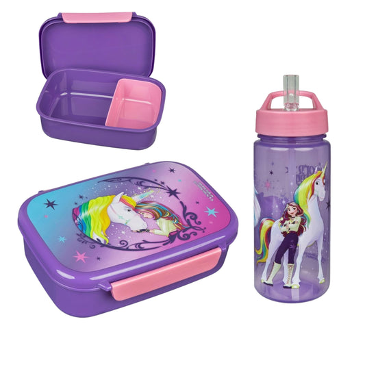 Unicorn Academy lunchset; lunchbox en drinkfles