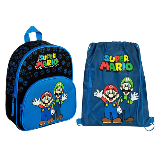 Super Mario tassenset; rugzak en gymtas