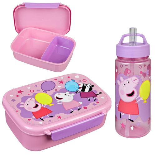 Peppa Pig lunchset; lunchbox en drinkfles