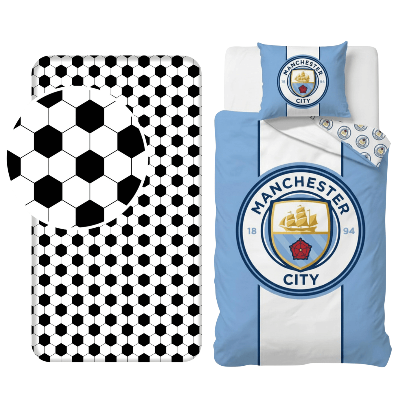Manchester City slaapkamerset; dekbedovertrek en hoeslaken