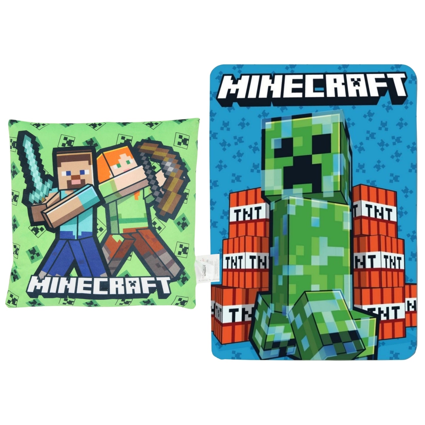 Minecraft slaapkamerset; kussen en fleece deken