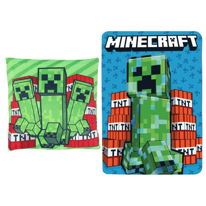 Minecraft slaapkamerset; kussen en fleece deken
