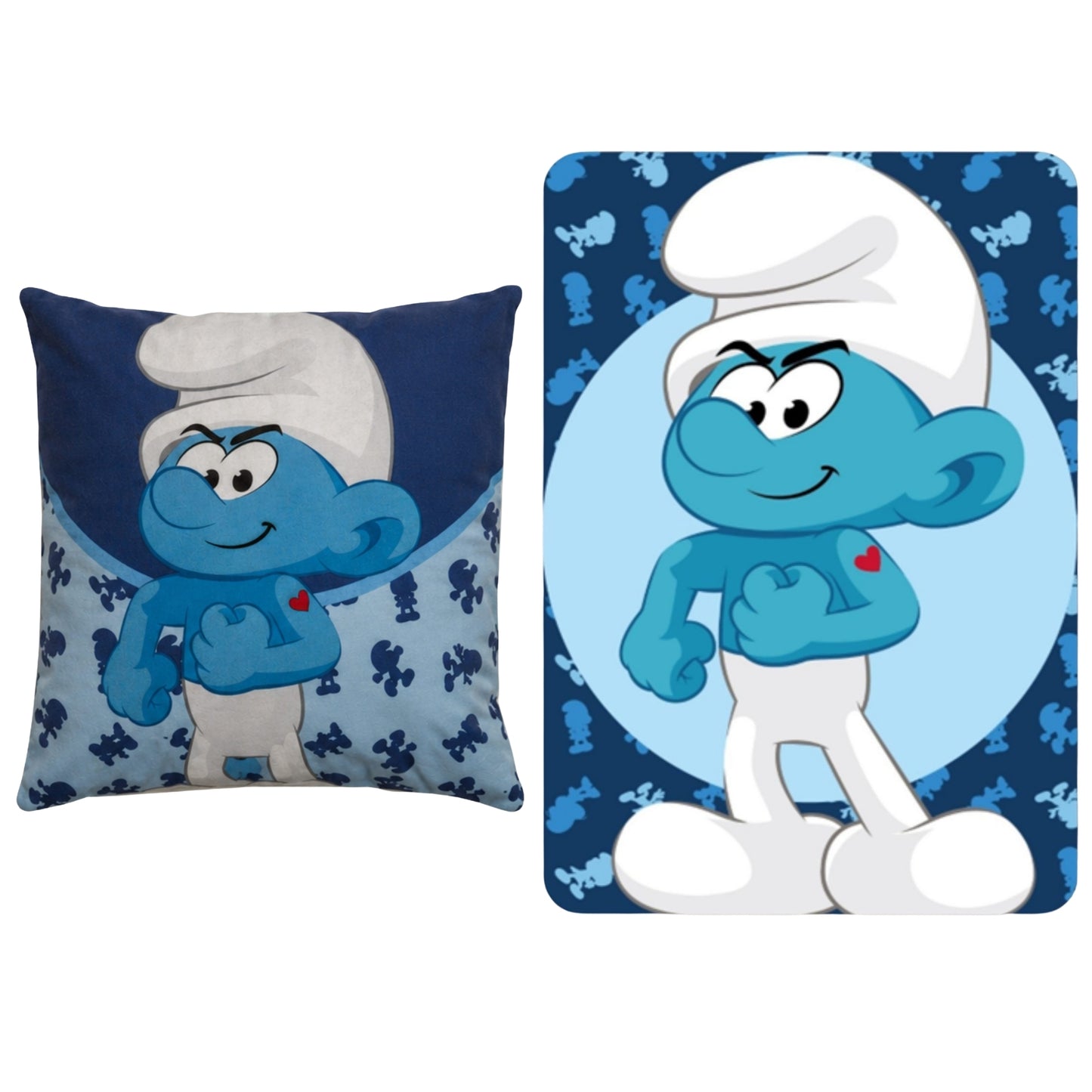 Smurfen slaapkamerset; kussen en fleece deken