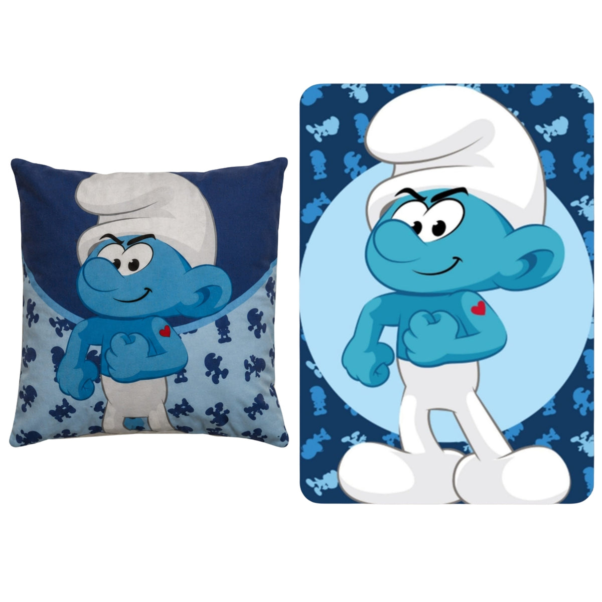 Smurfen slaapkamerset; kussen en fleece deken