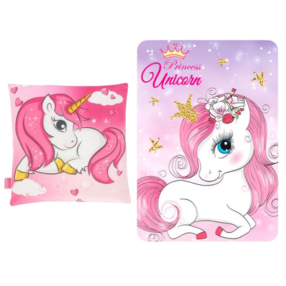 Unicorn slaapkamerset; kussen en fleece deken