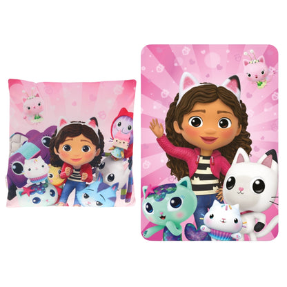 Gabby's Dollhouse slaapkamerset; kussen en fleece deken