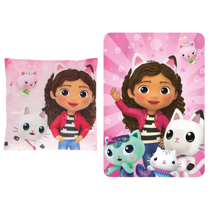 Gabby's Dollhouse slaapkamerset; kussen en fleece deken