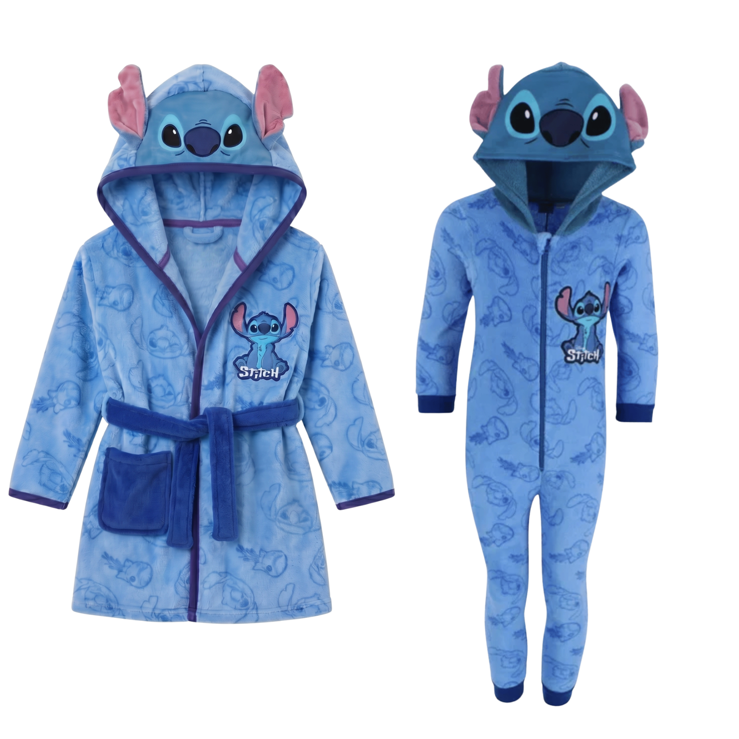 Lilo & Stitch kledingset blauw maat 122/128; badjas en onesie