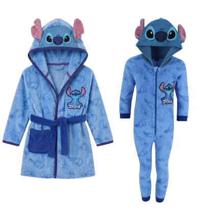 Lilo & Stitch kledingset blauw maat 122/128; badjas en onesie
