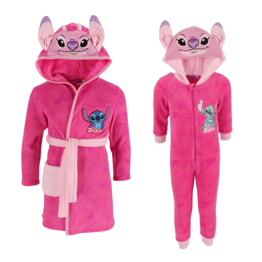 Lilo & Stitch kledingset roze maat 134/140; badjas en onesie