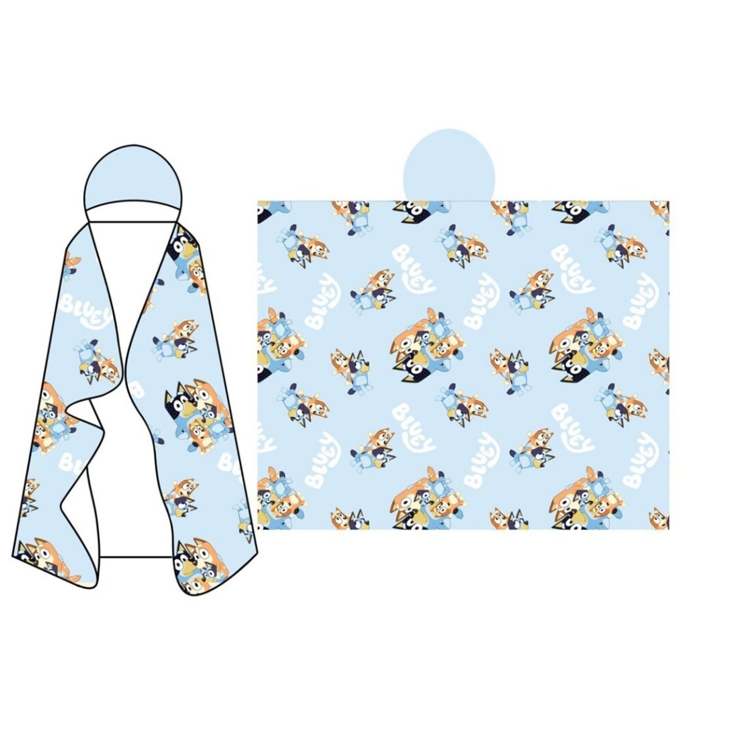 Bluey fleece deken met capuchon