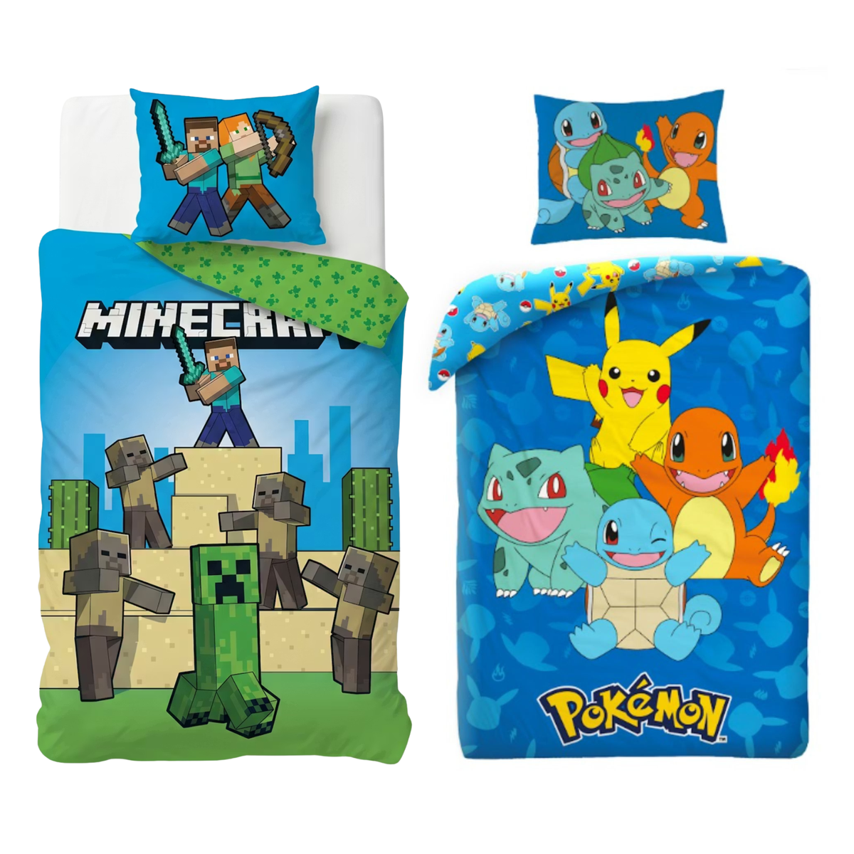Minecraft en Pokemon slaapkamerset; dekbedovertrekken