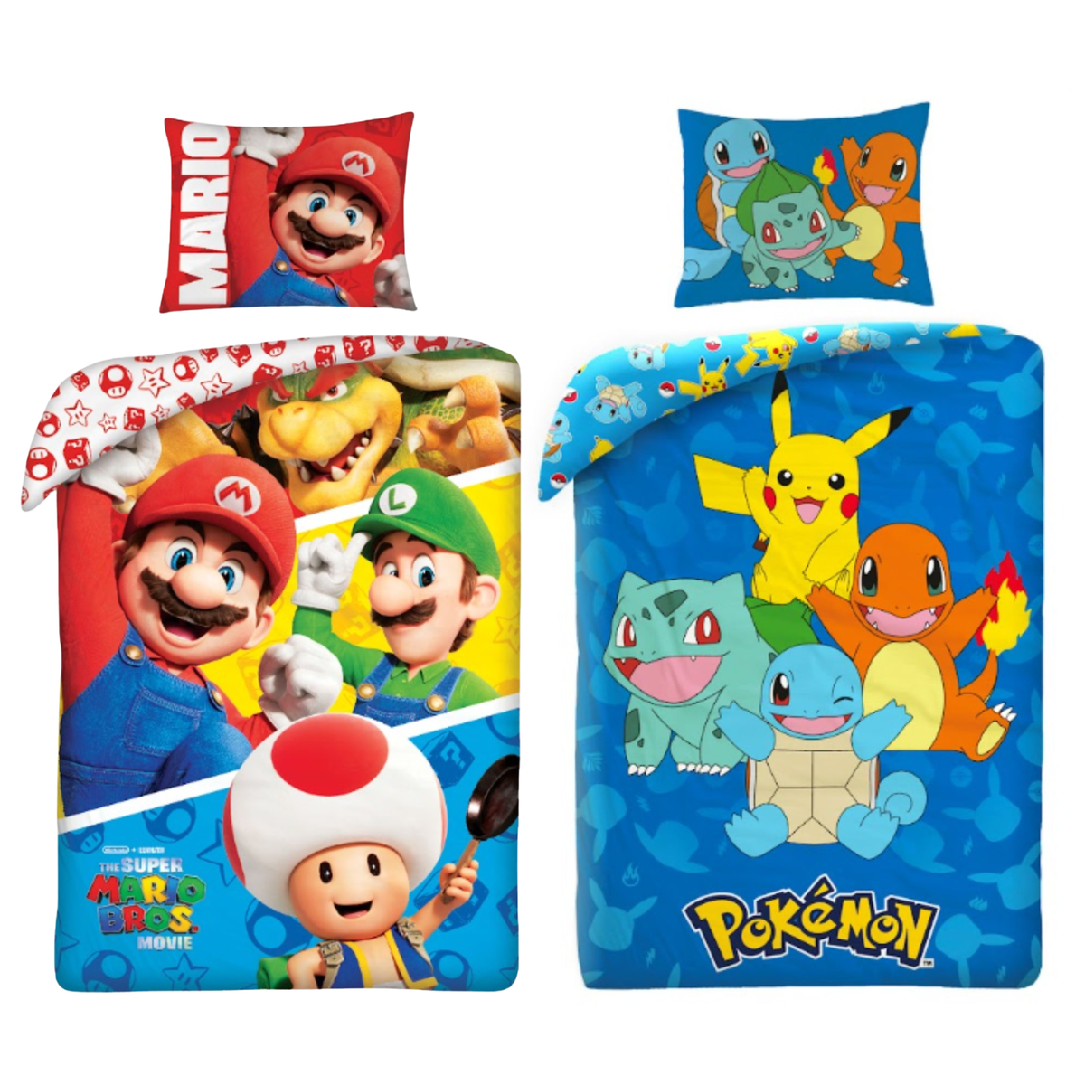 Super Mario en Pokemon slaapkamerset; dekbedovertrekken