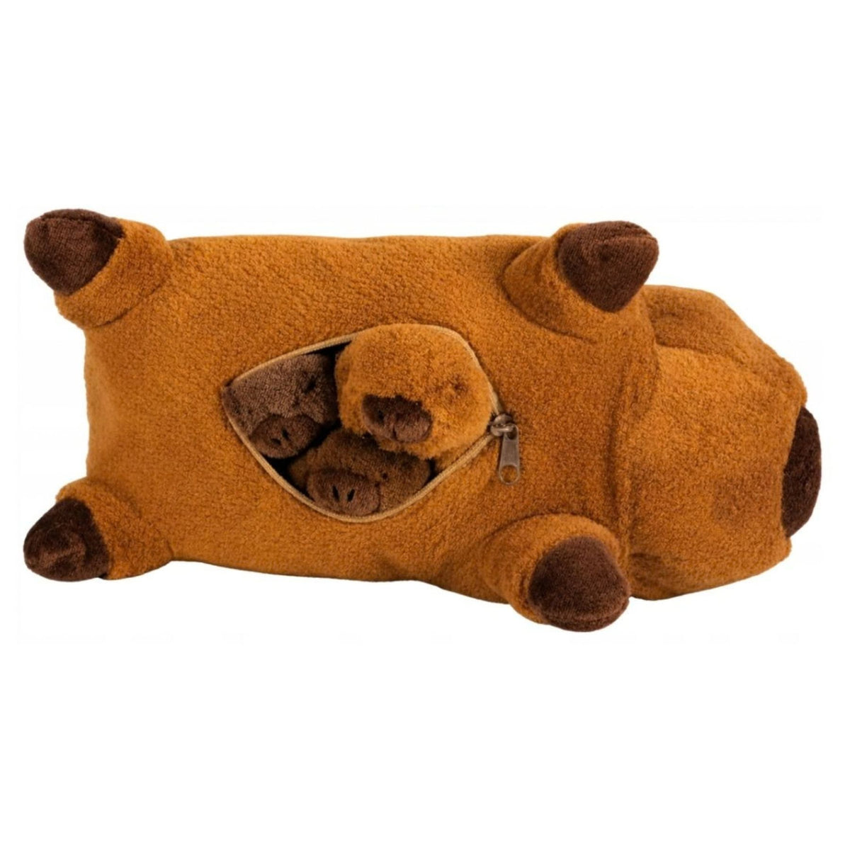 Noxxiez pluche mama met 3 baby's - capibara