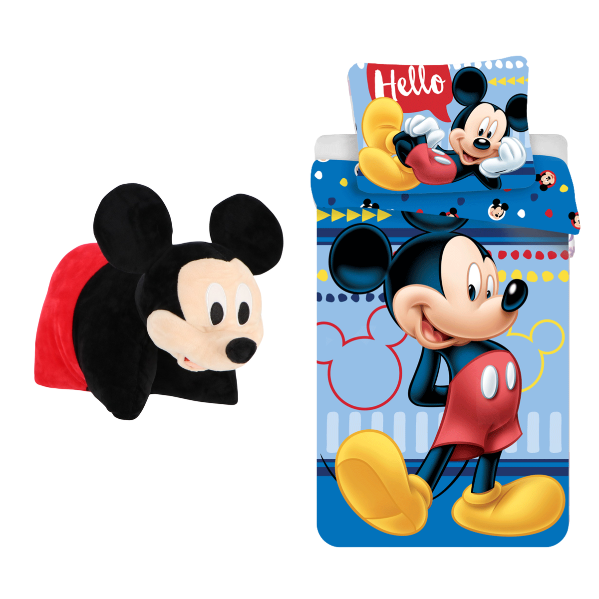 Mickey Mouse slaapkamerset; dekbedovertrek en 2in1 kussen
