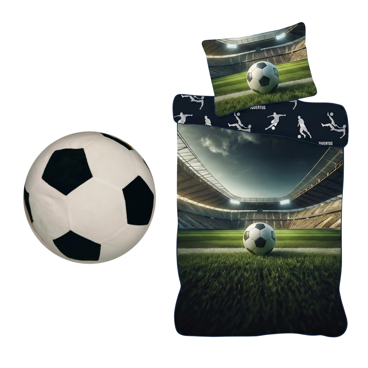 Voetbal slaapkamerset; dekbedovertrek en voetbal kussen