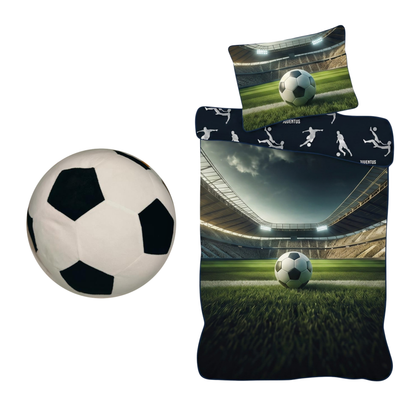 Voetbal slaapkamerset; dekbedovertrek en voetbal kussen
