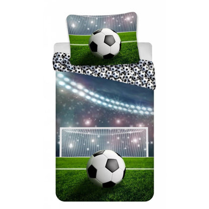 Voetbal slaapkamerset; Junior 100 x 135 cm dekbedovertrek en voetbal kussen
