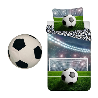 Voetbal slaapkamerset; Junior 100 x 135 cm dekbedovertrek en voetbal kussen