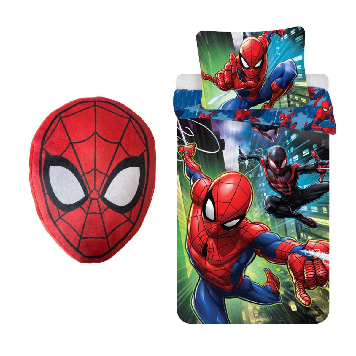 Spiderman slaapkamerset; dekbedovertrek en kussen
