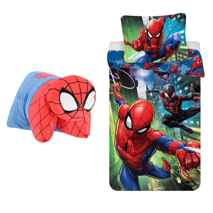 Spiderman slaapkamerset; dekbedovertrek en 2in1 kussen