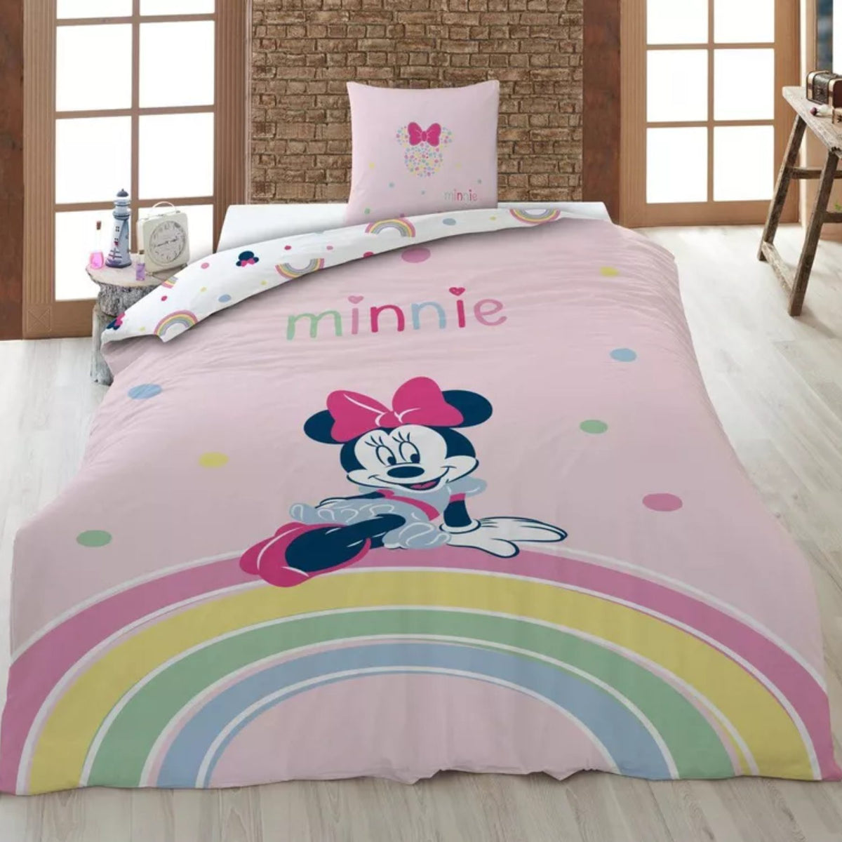 Minnie Mouse slaapkamerset; dekbedovertrek en hoeslaken